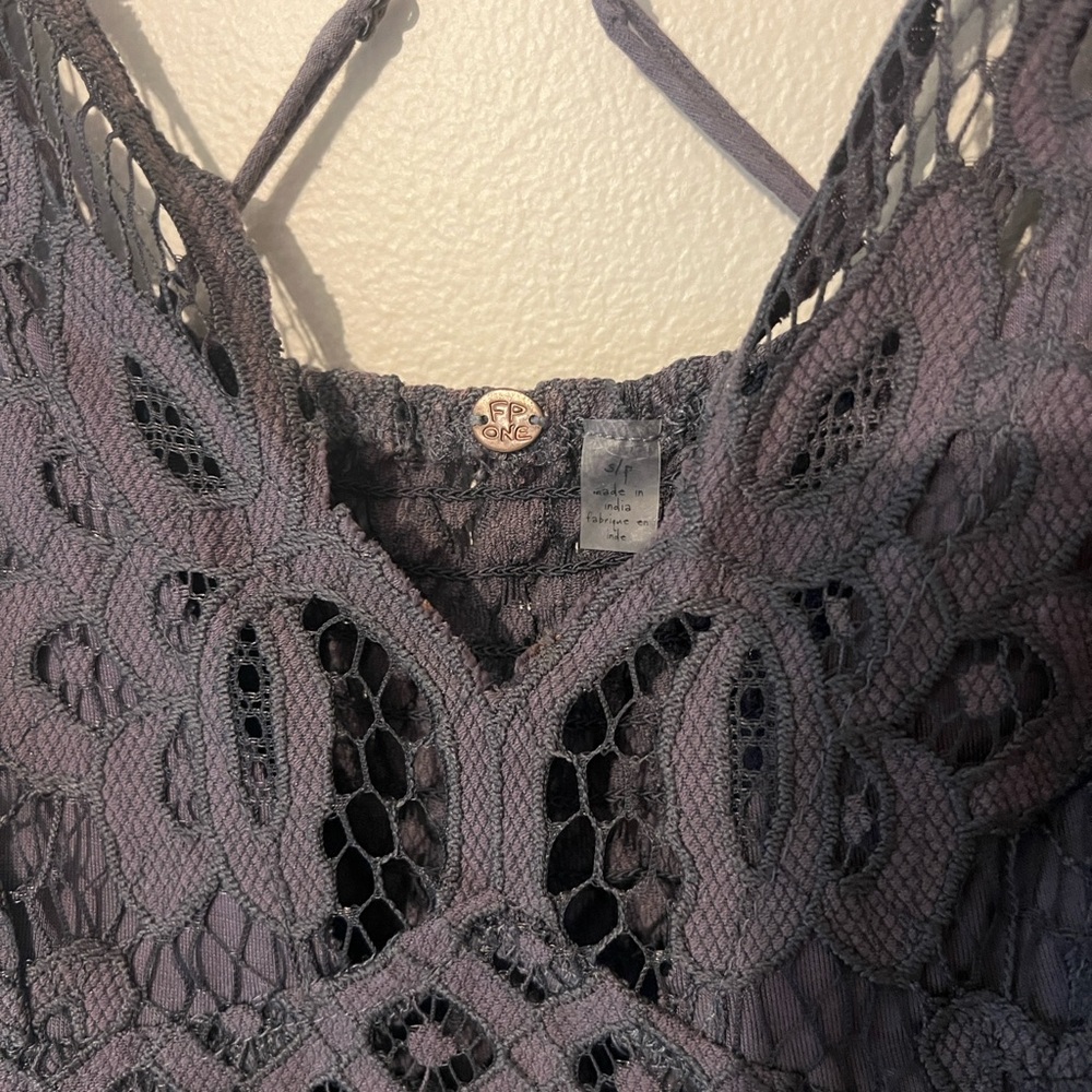 Free People Grey Lace Mini Dress - Picture 7 of 7